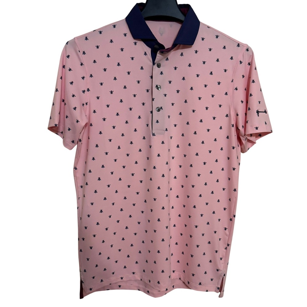 Greyson‎ Golf Polo Shirt Mens Small Performance Flies Pink Athleisure EUC Peru